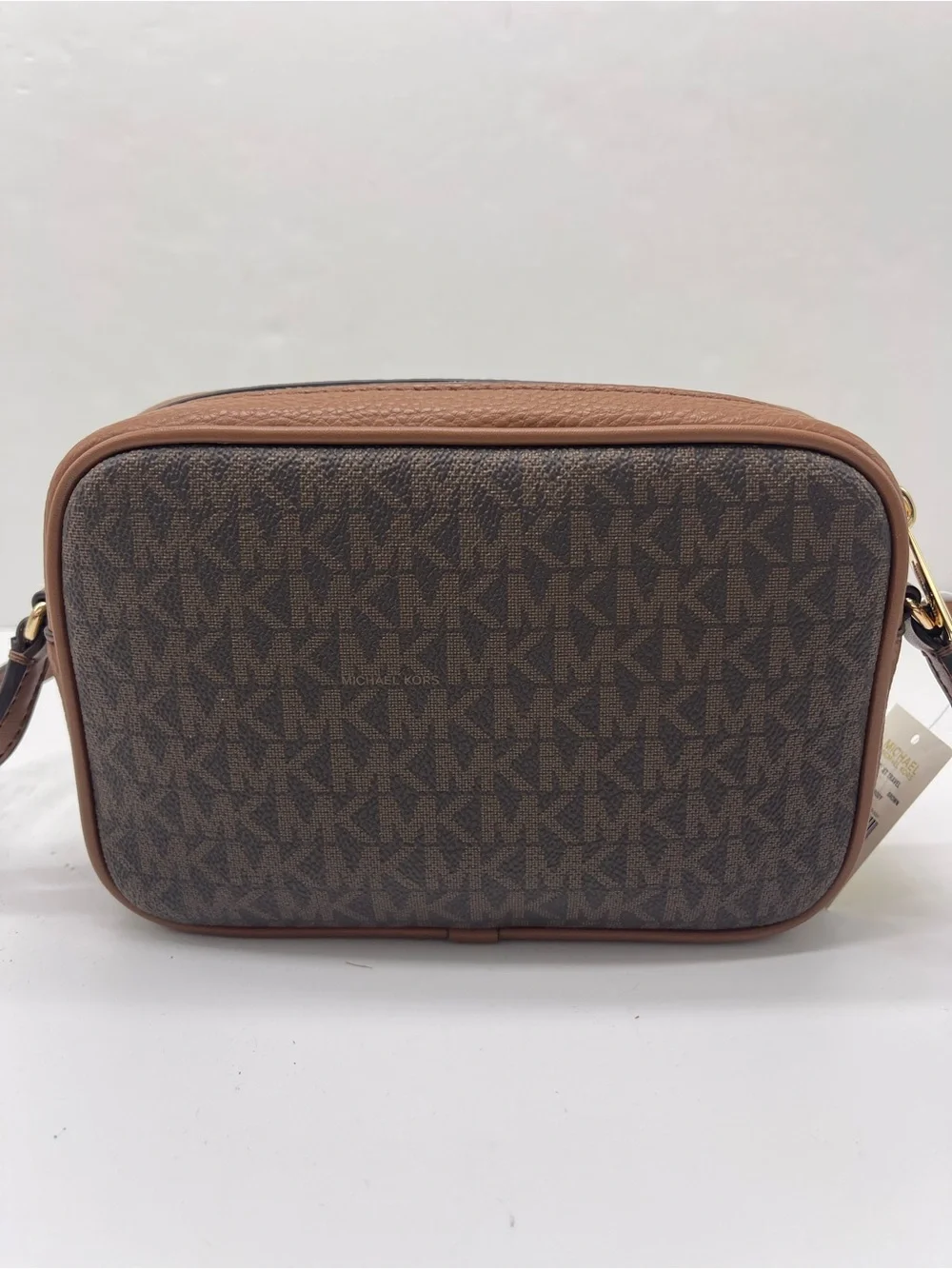 Michael Kors Jet Set Sm Signature Logo Camera Crossbody Xbody Bag Brown  NWT